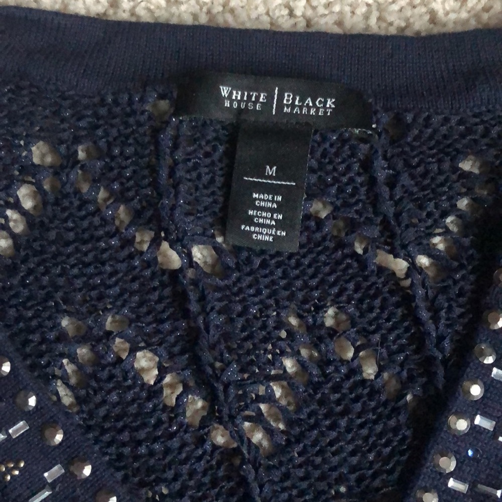 WHITE HOUSE BLACK MARKET NAVY SWEATER - Picture 4 of 4